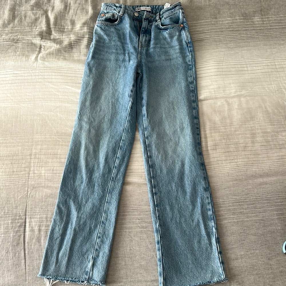 Zara women’s high waist straight ankle jeans sz 0 - blue